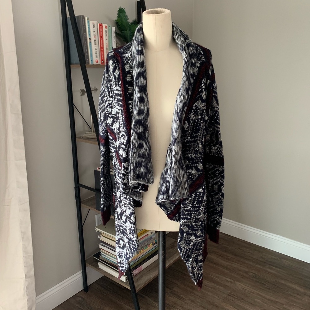 Fleece Back Knitted Open Front Sweater